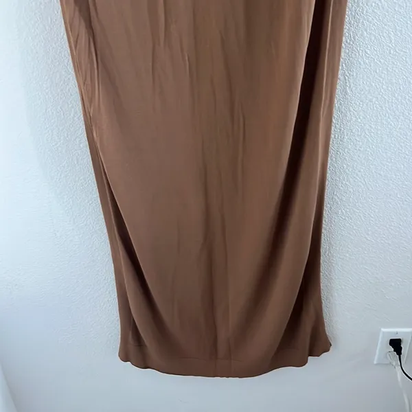 Zara Brown Neutral Light Semi Sheer Boat Neck Dress Small - Image 6