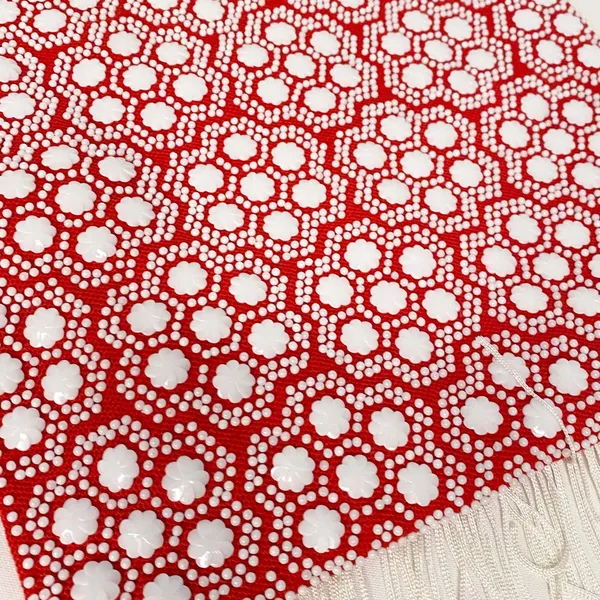 VINTAGE RED AND WHITE BEADED SHOULDER BAG - EARLY 80’s. - Image 2