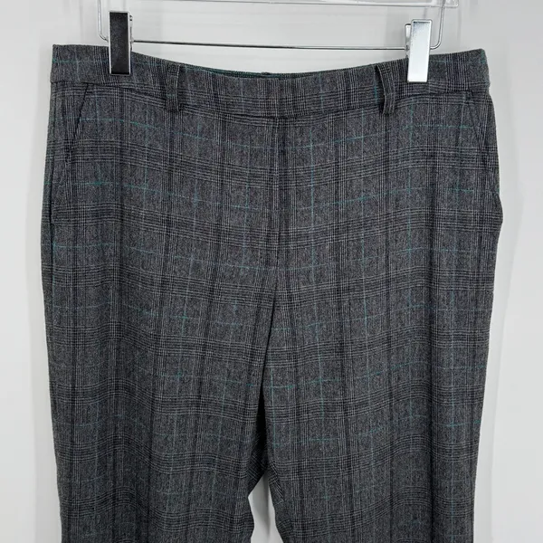 Brooks Brothers dress pants women's 14 wool cashmere glen plaid straight gray - Image 2