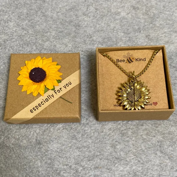 Bee Kind Sunflower‎ Locket Necklace Women Goldtone You Are My Sunshine NIB Gift - Image 2