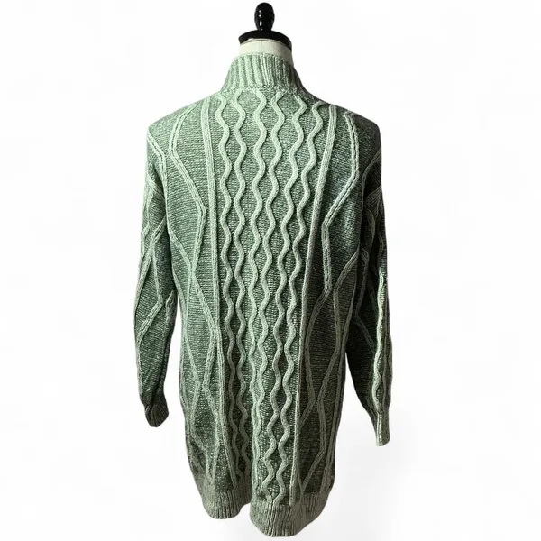 BKE Marled Cable Knit Longline Button Front Boho Oversized Cardigan Sweater‎ M - Image 2