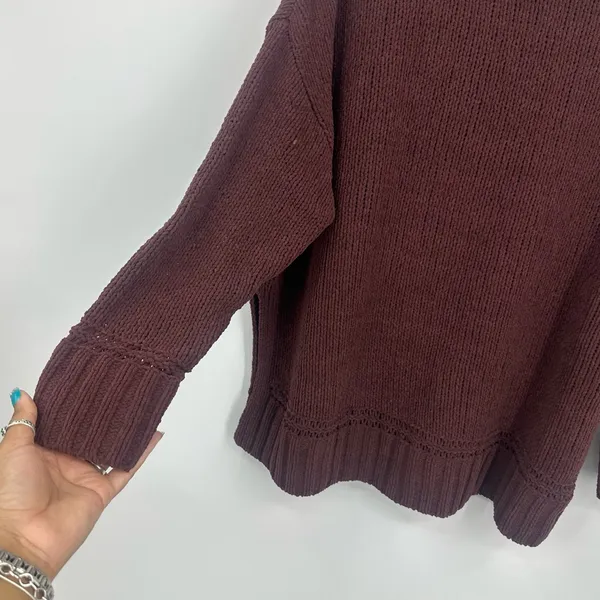 Aerie Maroon Turtleneck Sweater Size Small Boho Fall Cozy - Image 4