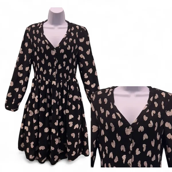 Maeve Anthropologie Heart Dress‎ Black Small - Image 2