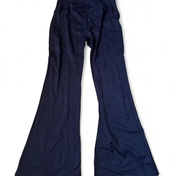 Maternity Pants Black Baby Bump Flare Fold-over Stretch Y2K Comfy Yoga Medium - Image 5