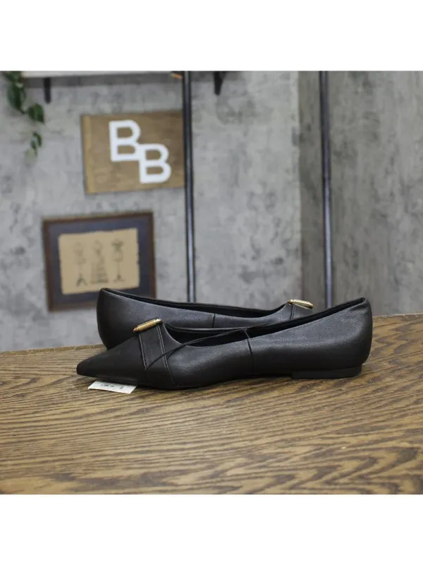 A New Day Valentina Pointed Toe Buckle Ballet Flats 94462477 Black 6M - Image 7