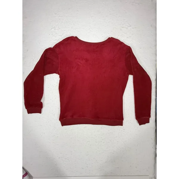 Star Wars Christmas Plush Fuzzy Crew Neck Sweatshirt Womens Pullover Deep Red - Image 2