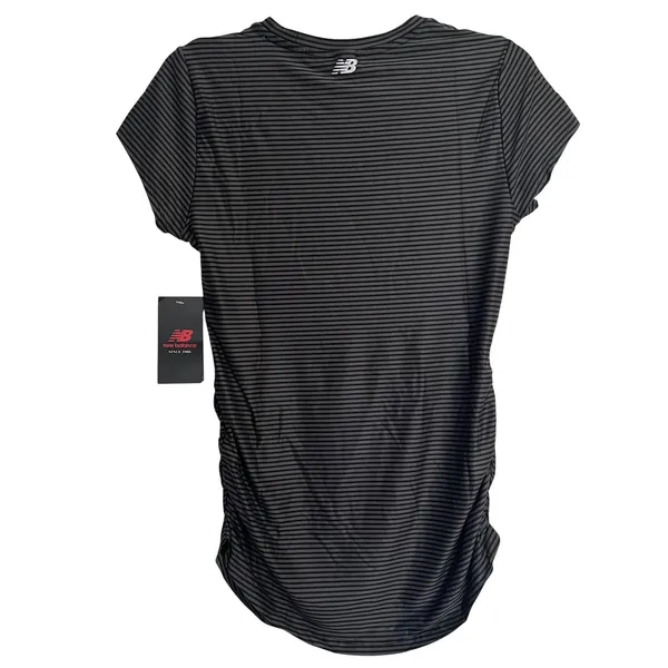 New Balance Isaac Mizrahi Live Shirt Women's Medium Black Striped Tee Activewear - Image 3