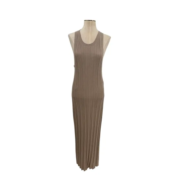 & Other Stories Rib Knit Sleeveless Midi Maxi Tank Dress Taupe‎ Medium - Image 3