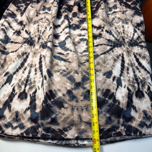 Simply Vera Vera Wang Skirt XL Tan Navy Tie Dye‎ Elastic Waist Midi A-Line - Image 5