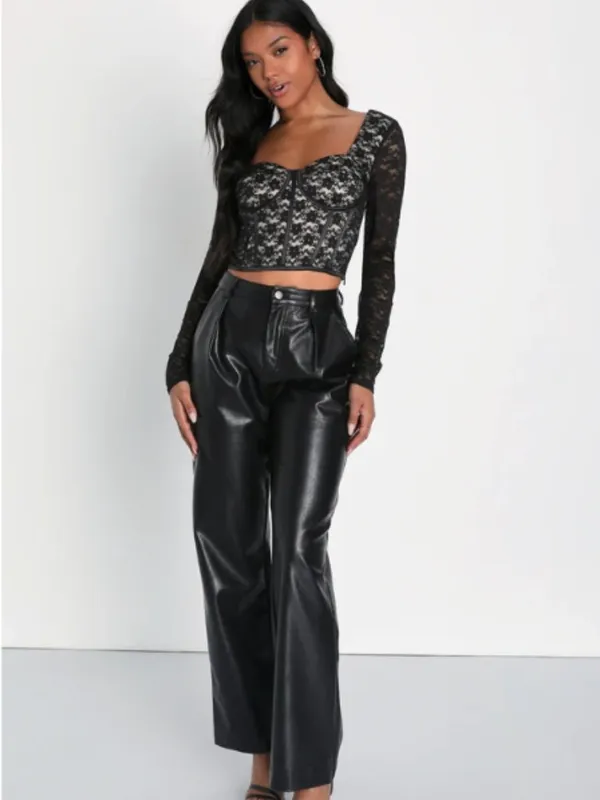 LULU's Sexy Romantic Chic Lace Bustier Long Sleeve Date Night Party Top - Image 3