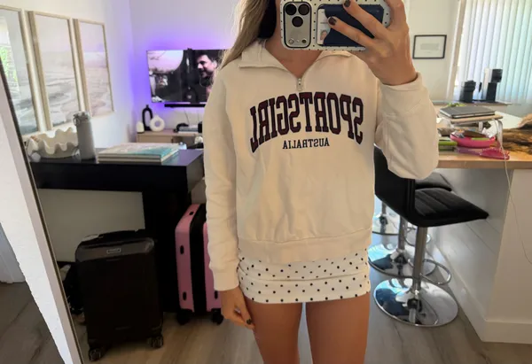Sportsgirl Cream Zip-Up Sweatshirt with Multicolor Logo - Image 3