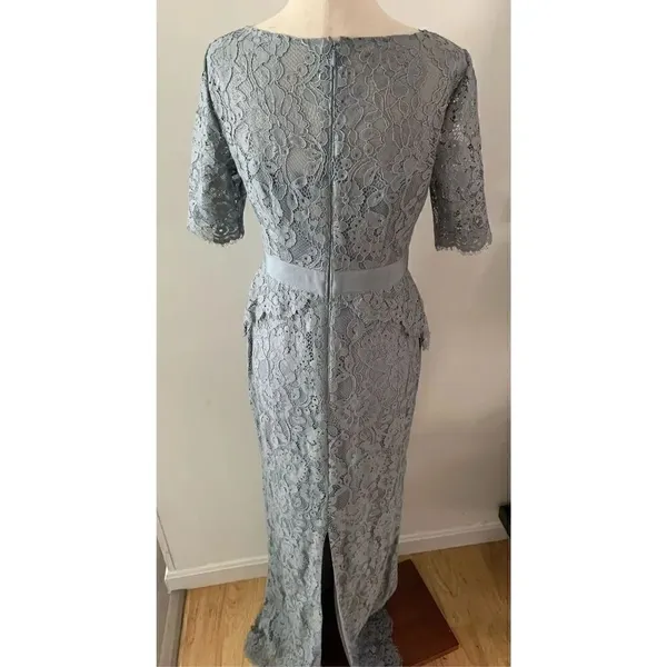Adrianna Papell Lace Dress Gown Grey/Grayish Blue Mother of the Bride Size 2 - Image 4