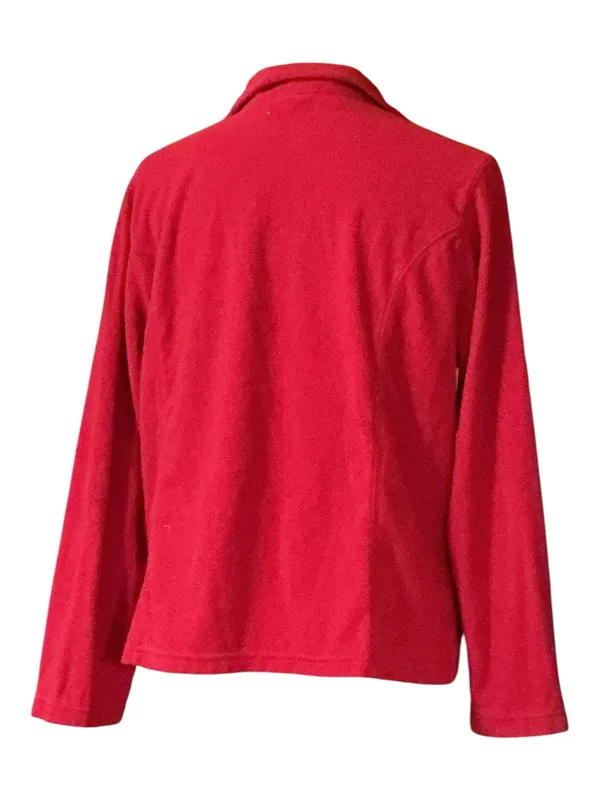 Lands' End Red Quarter Zip Fleece Pullover Sweater Collar Size Medium - Image 2