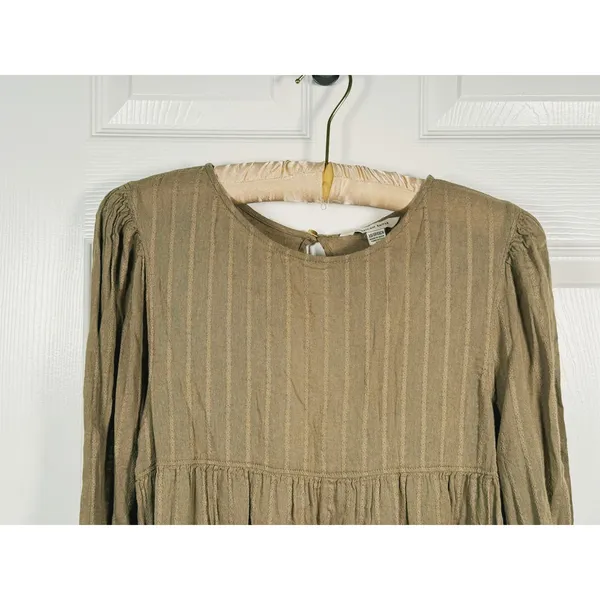 American Eagle Womens Tiered Peasant Top XS Olive Green Boho Granola Earthy Fall - Image 5