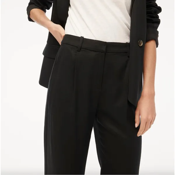 J. Crew Wide-leg Pleated Twill Trouser Dress Pants Career Black Minimalist NWT 6 - Image 2
