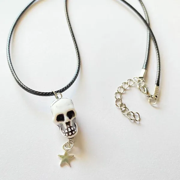 skull & star goth grunge punk funky unisex necklace 🖤 - Image 2