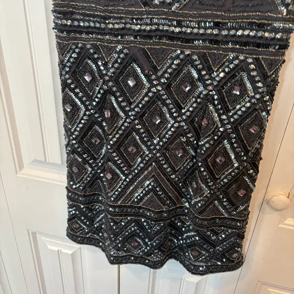 Adrianna‎ Papell Bluish/Gray Beaded Dress Size 4P - Image 4