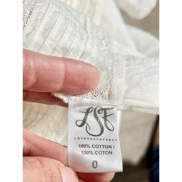 LoveShackFancy Kylen Victorian Lace Trim Maxi Dress White Women's Size US 0 - Image 6