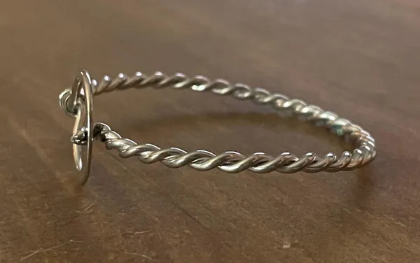 Silver Twisted Hook And Loop Bangle Bracelet - Image 3
