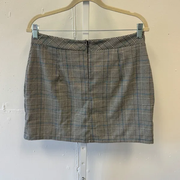 Blue Blush Los Angeles Glen Plaid Mini Skirt Black Tan Blue Large Academia - Image 2