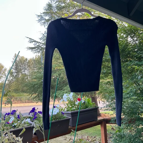 Black Ribbed Cardigan - Image 2
