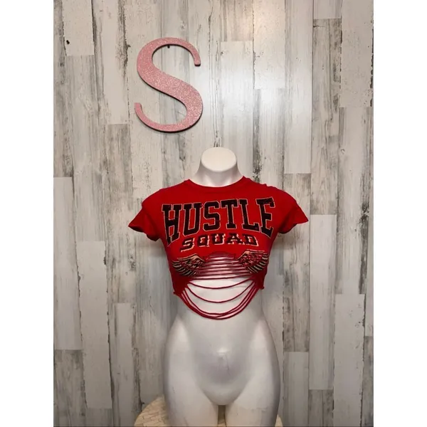 Windsor Hustle Squad Red Cutout Crop Top Size S - Image 2