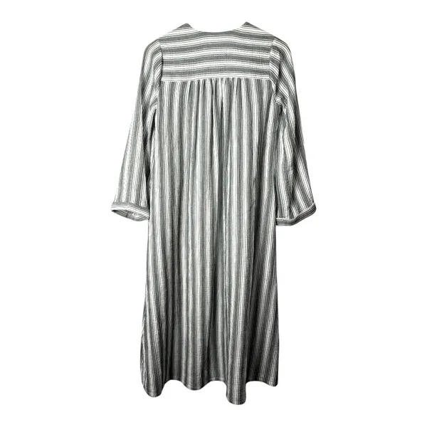 Haven Well Within Midi Dress Womens XS Green Striped V-Neck Cotton Gauze Casual - Image 9