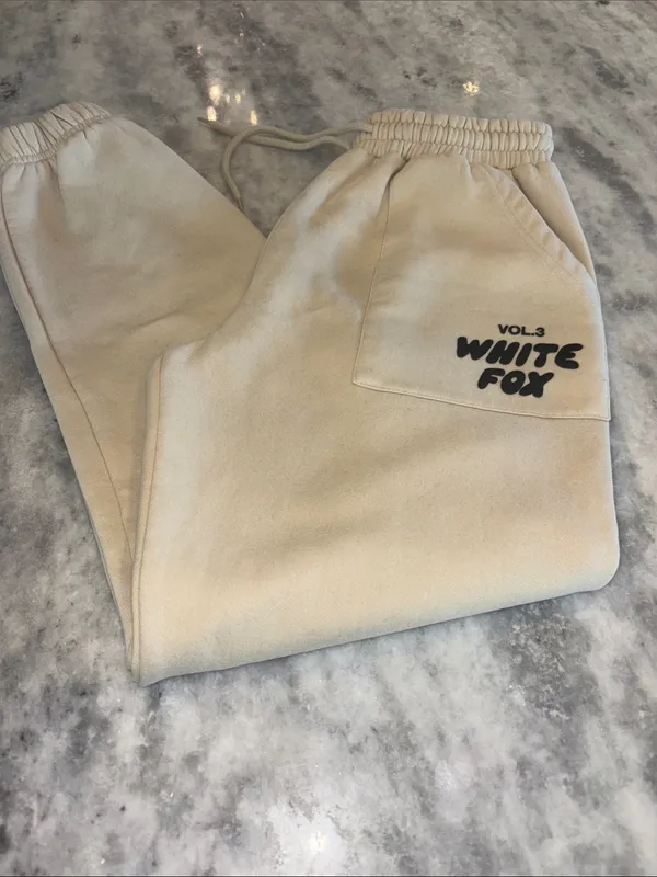 White Fox Boutique Beige Track Pants Joggers - Image 8