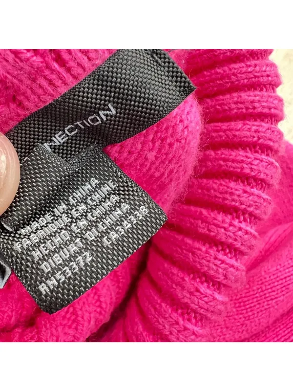 French Connection Puff Sleeve Turtleneck Sweater Pink Size Small Preppy Bold - Image 10