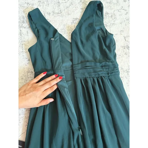 Lulus Thoughts of Hue Emerald Green Surplice Maxi Dress Size XS NWT Bridesmaid - Image 6