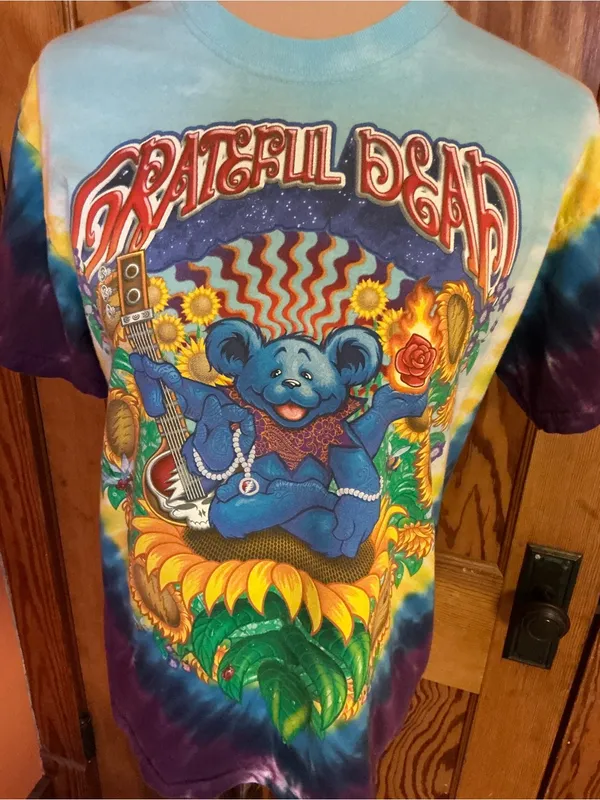 Liquid Blue Grateful Dead Guru Inspiration Bear Tie Dye T Shirt Medium M - Image 7