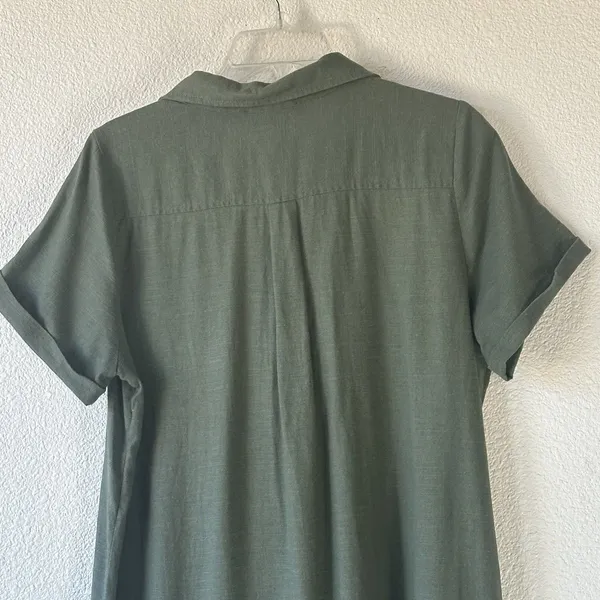 Lulu’s Olive Green Lace-Up Utility Mini Shirt Dress Short Sleeve Size Large - Image 10