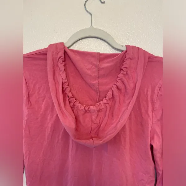 Guess Y2K Vintage Pink Zip Up Hoodie with Rhinestones Silky Pockets Size S‎ - Image 7