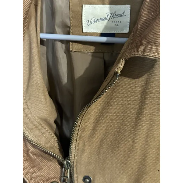 Universal Thread Canvas Jacket‎ Womens Medium Snap & Zip Tan Barn Chore Coat - Image 6