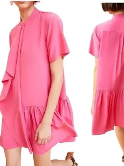 Ulla Johnson Adalyn Dress Women 6 Fuchsia Excellent Silk Ruffle Mini - Image 2