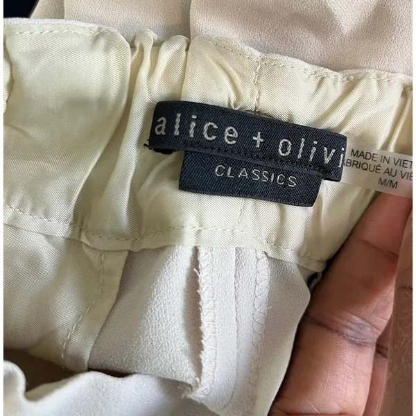 Alice And Olivia Pete Jogger Pants Size Medium Cream With White Stripes - Image 10