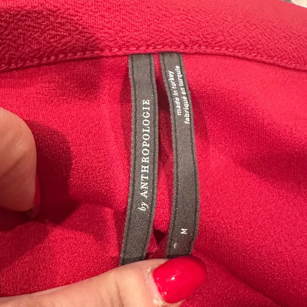 Anthropologie Red Structured Long Sleeve Cropped Blouse Top M - Image 6