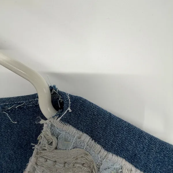 Vintage‎ Danare Denim Beaded Lace Vest Handmade Embellished Boho Size L/XL - Image 6