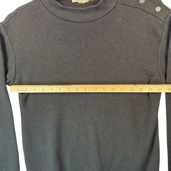 Daniel La Torre Italy Black Wool Blend Mock Neck Sweater‎ Button Shoulder Size S - Image 7