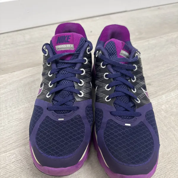 Nike LunarGlide+ 2 Women’s 8 Purple Black Flywire Shoes 407647-500 - Image 3