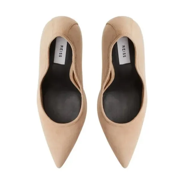 REISS Pointed Toe suede Pump in cream beige NEW - Image 3