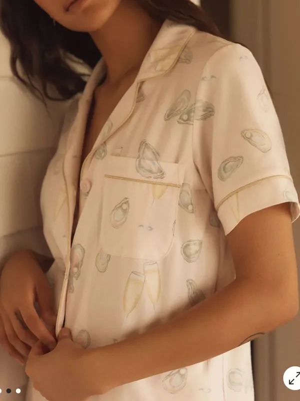 BedHead PJs X Anthropologie Classic Jersey 2 Piece Pajama Set Oysters Champagne - Image 7