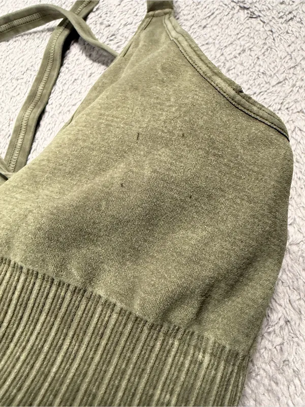 Free people movement FP Olive Green Ribbed V-Neck Sports Bra Top XS/s - Image 5