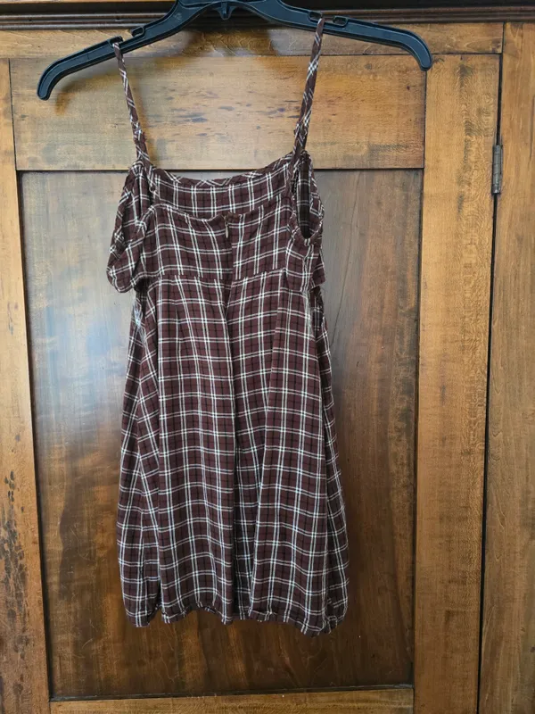 O Kendall And Kylie Brown Plaid Spaghetti Strap Dress Small - Image 6