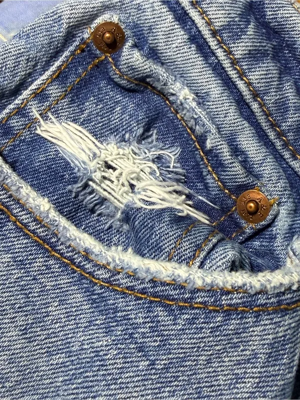 Abercrombie & Fitch Blue Distressed Denim Cutoff Shorts - Image 5