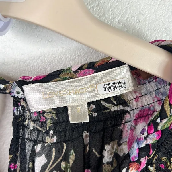 Rent the runway black/pink floral sz 2 long sleeve love shack daya dress maxi - Image 8