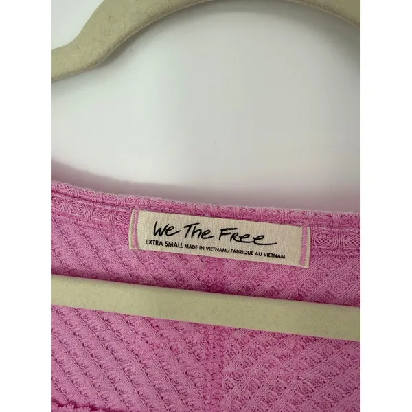 Free People We The Free Coraline Thermal Top Pink Waffle Knit Oversized XS - Image 4