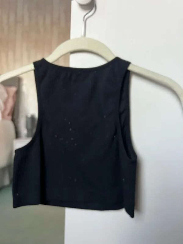 Garage Black Ribbed Cropped Tank Top - Image 3