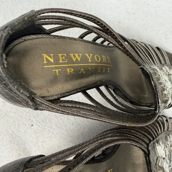 New York Transit Strappy Crystal Heels Women 6M Caged Stiletto Bronze Chic Y2k‎ - Image 10