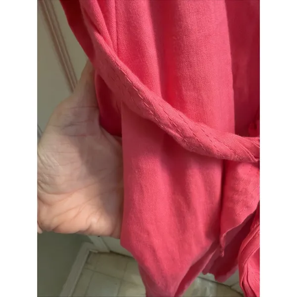 Antonio‎ Melani Linen Jumpsuit Romper Sz 6 Pink Cropped Pockets Belted Wide Leg - Image 6